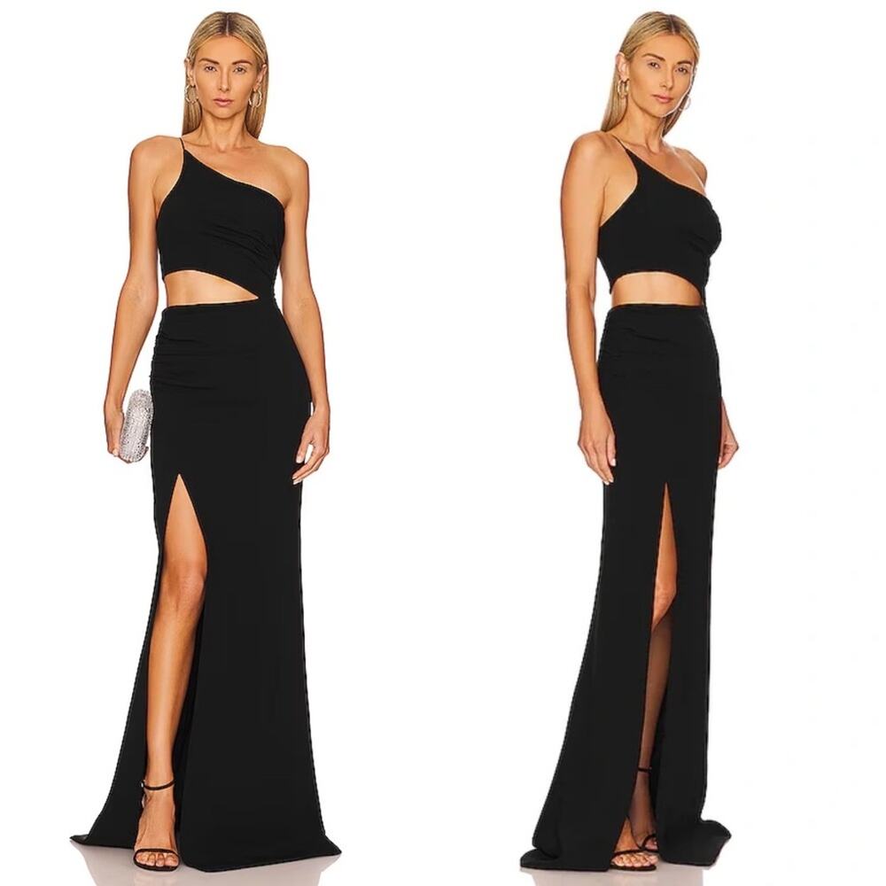 New NWT Cinq A Sept Sandra Cutout One Shoulder Gown In Black